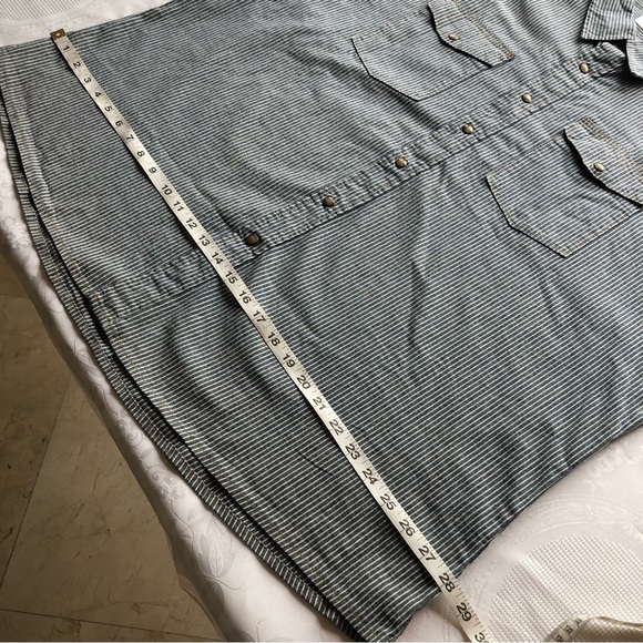 Wrangler Indigo Button-Up Shirt Men’s Size 3XL Blue/White Stripes Long Sleeves - Picture 6 of 16